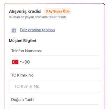 Hepsiburada Faizsiz Alışveriş Kredisi
