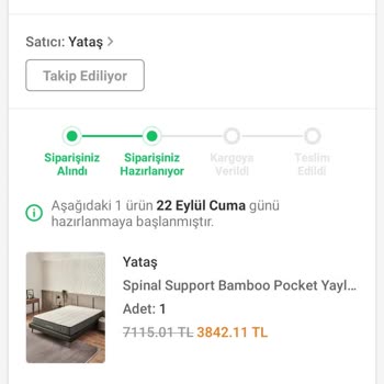 Trendyol Yataş Ürünümü 15 Gündür Kargoya Vermiyor