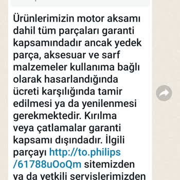 PHILIPS Ev Aletleri Garanti Kapsamında Değil