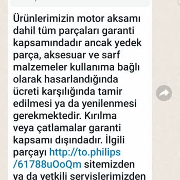 PHILIPS Ev Aletleri Garanti Kapsamında Değil