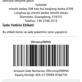 Amazon Müşteri Hizmetleri Aras Kargo'nun İadeyi Almaması