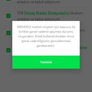 Cepte TEB Kredi Onayı