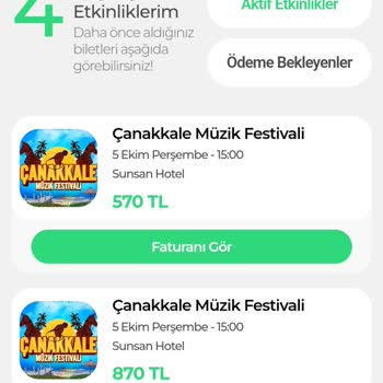 Bubilet'ten Çanakkale Müzik Festivali Bileti İle İlgili Sorun
