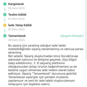 Dolap Uygulaması İademi Kabul Etmiyor!
