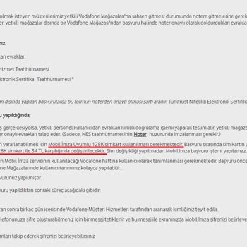 Vodafone Mobil İmza Problemi