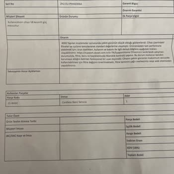 Dyson Servisten Ürünümüze Farklı Parçalar Takılarak Gönderilmesi