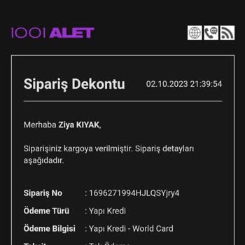 1001Alet Yalan Beyan Ulaşmayan Kargo