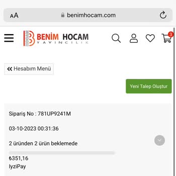 Benim Hocam Yayınevi İade İşleminin Yapılmaması