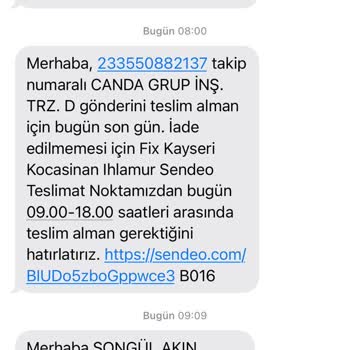 Sendeo Adrese Teslim Ürünüm Teslim Edilmedi.