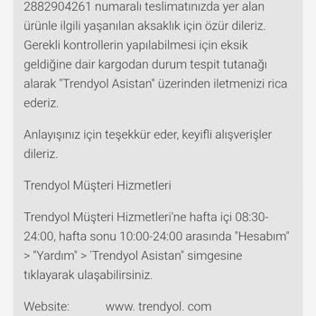 Trendyol Eksik Ürün Bilgilendirmesinin Eksik Yapılması