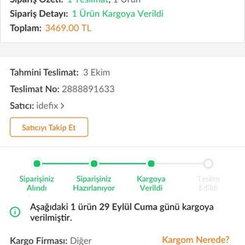 Kargom Sende Firması Ve İdefix Satıcısı Siparişimi Teslim Etmiyor.