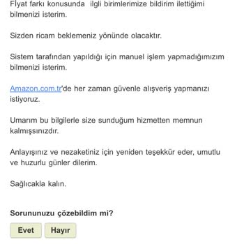 Amazon Temsilcileri Hatalı Bilgi Veriyor