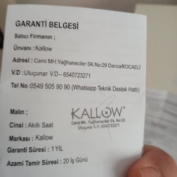 Kallow Akıllı Saatin İade Edilmemesi