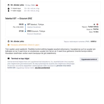 THY Aynı Gün Aynı Yöne İki Bilet