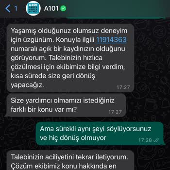 A101 2 Ay Önce Aldığım Ürünümü Göndermiyor