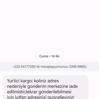 Yurtiçi Kargo'dan Gelen Mesaj
