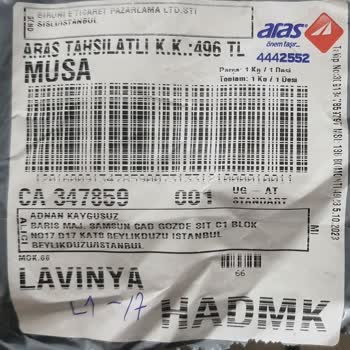 Aras Kargo Siparişten Farklı Bir Ürün Gönderimi