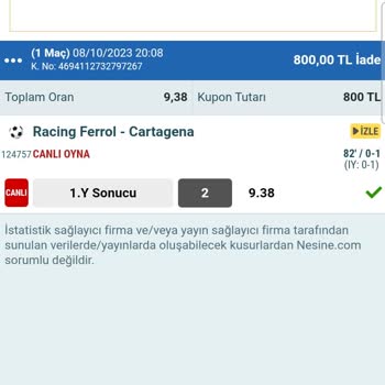 Nesine İddia Canlı Bahis Oynadığım Tutan Kuponumun Miktarı İptal Etti