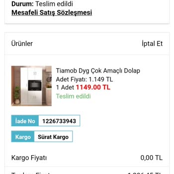 A101 Online Dan 3 Ay Önce Aldığım Çok Amaçlı Dolabım Elime Ulaşmadı