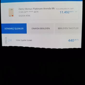 Denizbank Yıllık Üyelik Ücreti Kesintisi.