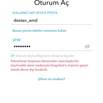 Snapchat Geçici Olarak Erişimin Engellenmesi