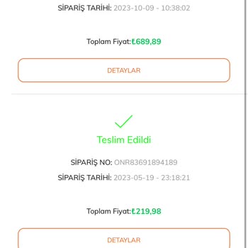 Onur Market Sipariş İptali Ürünler Yok Yok Yok