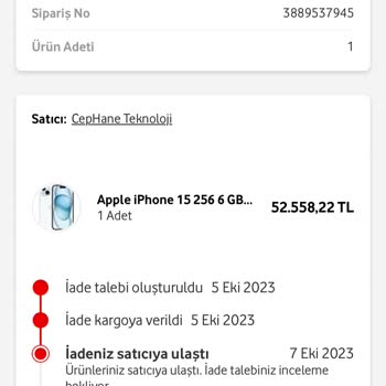 Vodafone Her Şey Yanımda Hsy Sitesindeki Cephane Teknoloji Mağazanın İade Kargoyu Onaylamaması