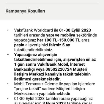 VakıfBank "peşin Alışverişlerinize Faizsiz 5 Taksit"in Yapılmaması