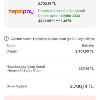 Hepsiburada İade Ettiğim Ürünün İşlem Ücretini Geri Ödemiyor