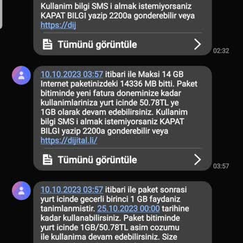 Turkcell İnternet Paket Aşımı Ve Ek Paket Tanımlama