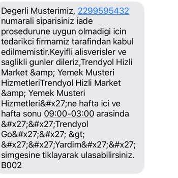 Trendyol Yemek Konum Hatası Nedeniyle İptal