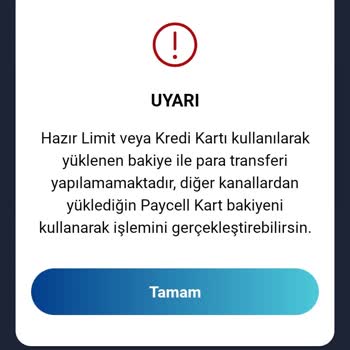 Paycell IBAN 'ıma Transfer Yapamıyorum