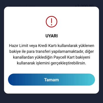 Paycell Hazır Limiti Kullanamama.