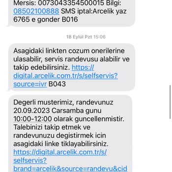 Arçelik Servis Desteği Mağduriyeti