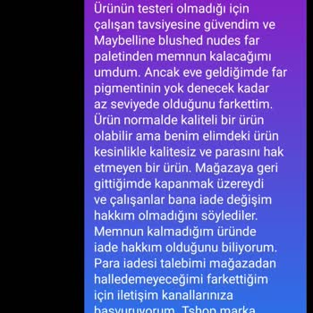 Loreal Paris Maybelline Blushed Nudes Far Ürün Mağduriyeti