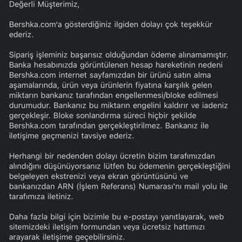 Şikayet Bershka Ücret İadesi