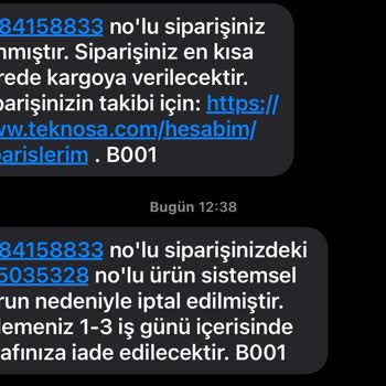 Teknosa.com Üzerinden Verdiğim Sipariş İptal Edildi
