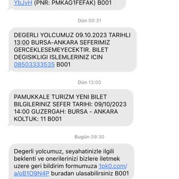 Pamukkale Turizm Otobüs Biletimin İptal Edilmesi Ve Haberim Olmadan Seferin Ötelendiği İçin Acil Ücret İadesi İstiyorum.