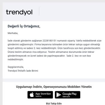 Trendyol Yapılmayan Termos İadesi