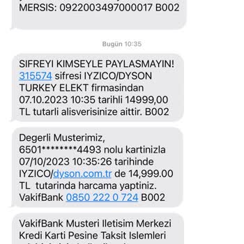 Dyson Online Ürünün Ücretini Almasına Rağmen Sipariş Bilgisi Yok!