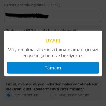 Denizbank'ta Mobilden Müşterisi Olamamak