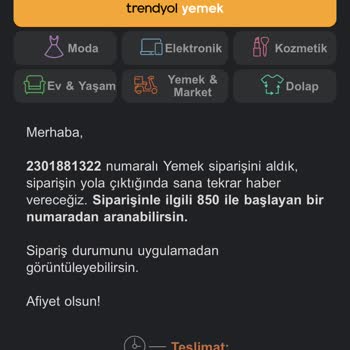 Trendyol Yemek Söylediğim Yemeği Yemeden Parasını Kesilmesi