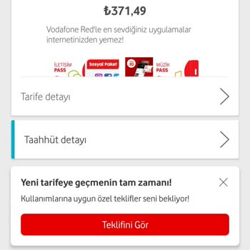 Vodafone Yüksek Tarife Ücreti!