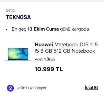 Teknosa İptal Edilen Siparişim