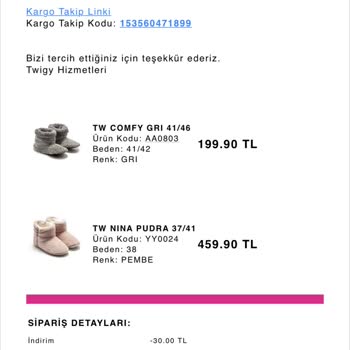 Geç Gönderilen Ve Yanlış Ürün - Twigy İstanbul