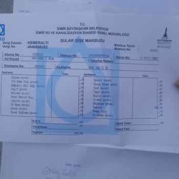 İzmir Büyükşehir Belediyesi Mia Koru 1 Sitesi Su Bedel Ücreti Ödememesi