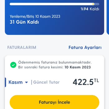 Turkcell Taahhüt Sonrası Paketimin Yenilenmesi.