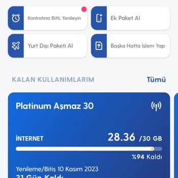 Turkcell Taahhüt Sonrası Paketimin Yenilenmesi.