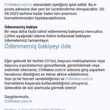 CV Maker Üyeliği. Üye Olmadığın Halde Üye Gibi Gösteriliyor.