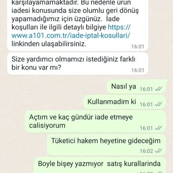 A101 Kutu Açtığım İçin Urunu İade Almıyor